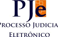 logomarca do PJe em tons azul e laranja