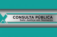 arte em tons de verde divulgando com as inscrições selo justiça em numeros 2019.