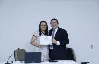 Coordenadora da SETIN, Gilmara Santos e Diretor da Escola Judicial, Luis Ribeiro.