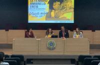 Procuradora Gizele Goes, Presidente do TRT8, Pastora Leal, desembargador Walter Paro, e juíza Érika Bechara.