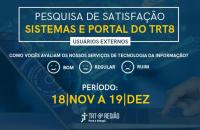 Na foto: Texto informando o período da pesquisa e outras; no fundo um filtro de cor azul e uma pessoa utilizando um notebook.