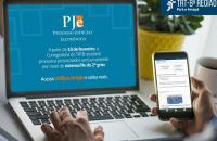 Arte: Imagem de um notebook e na tela a data de quando entrará em funcionamento o sistema e o endereço eletrônico do portal. 