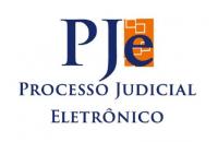 Arte; logomarca do PJe em fundo branco