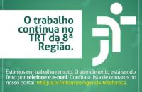 Arte: Fundo VERDE com logomarca da JT à direita e à esquerda informações sobre o trabalho remoto.