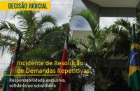 Arte: Fachada do prédio do TRT8. Em letra amarela escrito decisão judicial.