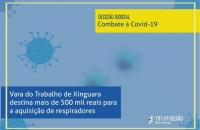 Fundo azul claro com imagem do vírus e manchete em azul marinho. No Topo , à direita, está escrito "Decisão Judicial" 