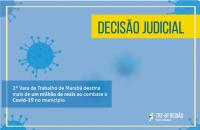 Arte: Fundo azul claro com imagens de vírus e informações da decisão.