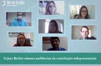 ARTE com capturas de tela da live das audiências de conciliação virtuais
