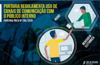 ARTE: Fachada do tribunal, sobre a imagem 2 pessoas dentro de figuras usando email ou proad.