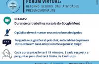 Arte em azul e branco, com informações do texto sobre o fórum. Na parte inferior, a logo do TRT8 e da EJUD8.