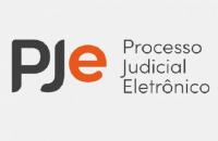 ARTE: LOGO DO PJE EM LARANJA E CINZA ESCURO