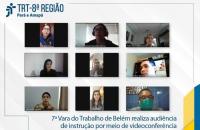 Arte em branco, com prints de cada participante da videoconferência e informações do texto.