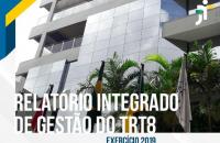 Arte: Fachada do TRT8 e na barra escrito Relatório Integrado de Gestão