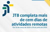 arte: Fundo branco com logo da JT8 à esquerda e as informações centralizadas.