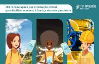 ARTE: Três ilustrações de profissionais com tablet na mão.