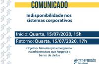 Arte: Fundo branco com informações centralizadas sobre a manutenção dos sistemas.