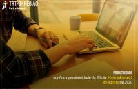 arte em fundo amarelo, mostram mãos no teclado de notebook e no rodapé a semana da produtividade.
