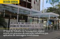 Arte: fachada do Fórum de Parauapebas, no canto superior esquerdo está escrito decisão judicial, em amarelo.