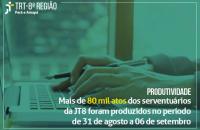 ARTE: Pessoa no fundo digitando num teclado de computador e a diagramação em amarelo e branco sobre a produtividade 