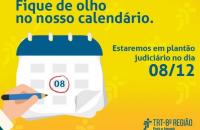 Arte padrão da escala de plantão. Fundo amarelo e a data do feriado em destaque no calendário.