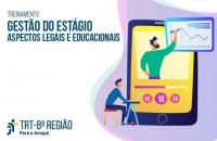 Arte: Fundo branco , no topo à esquerda o nome do curso e à direita ilustração de pessoa olhando para a tela de um celular.