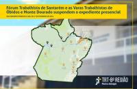 Arte: Mapa do estado dividido pelas regiões vazado em imagem de Forum Trabalhista