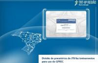 Arte: fundo azul claro com imagem da plataforma de acesso ao Gprec