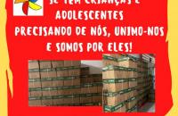 Arte em vermelho, com fotos das resmas arrecadadas e informações do texto.