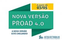 Arte em fundo branco e no centro em verde escrito nova Versão Proad