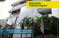 Arte padrão de decisão judicial. Foto da fachada e manchete da notícia.