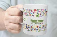 Imagem de  uma caneca com vários ícones referentes à sustentabilidade