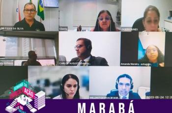 Print da tela da audiência virtual da Vara do Trabalho de Marabá