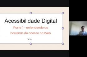 Captura de tela do computador com imagem dos slides e do instrutor lado a lado.