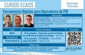 Arte gráfica contendo a frase "Cursos Ecaiss" e informações como horário, data, modalidade e entre outros