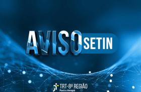 Arte gráfica com fundo azul escrito no centro "Aviso SETIN"