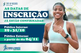 #ParaTodosVerem: arte gráfica nas cores branco, azul e verde. No lado esquerdo, o texto "AS DATAS DE INSCRIÇÃO JÁ ESTÃO CONFIRMA