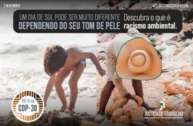 #ParaTodosVerem arte gráfica com a imagem de duas crianças, uma na praia e outra em um lixão, e o texto centralizado "UM DIA DE 